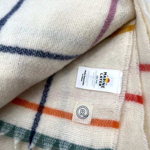 Marine Layer Windowpane Scarf Rainbow Multi - Picture 3 of 4